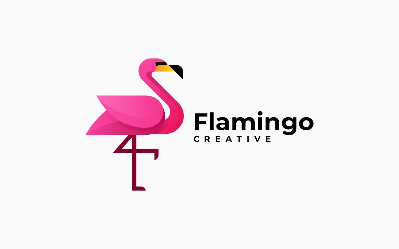 Фламинго градиентный дизайн логотипа