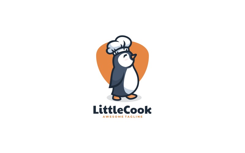 Liten kock pingvin tecknad logotyp