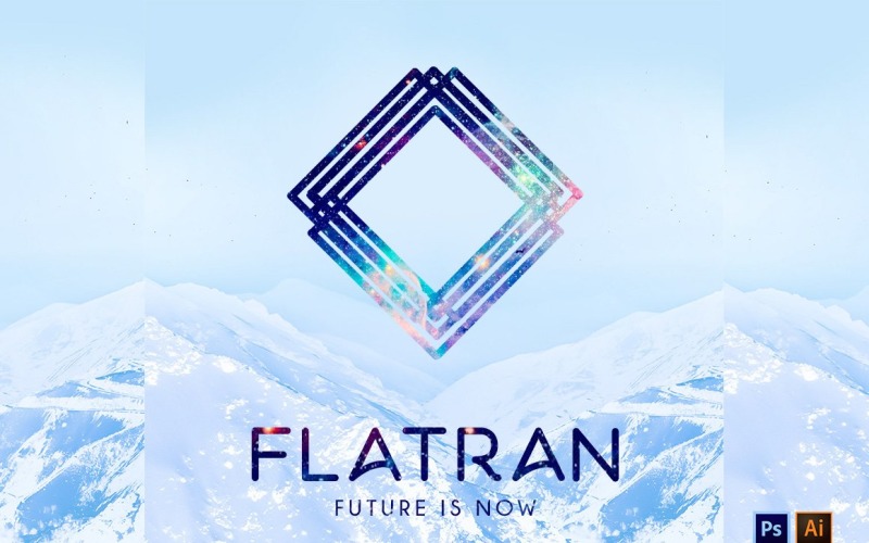 Logotipo futurista abstracto de Flatran