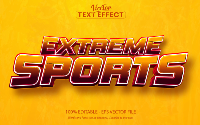 Экстремальный спорт - редактируемый текстовый эффект, оранжевый спортивный стиль текста, графическая иллюстрация
