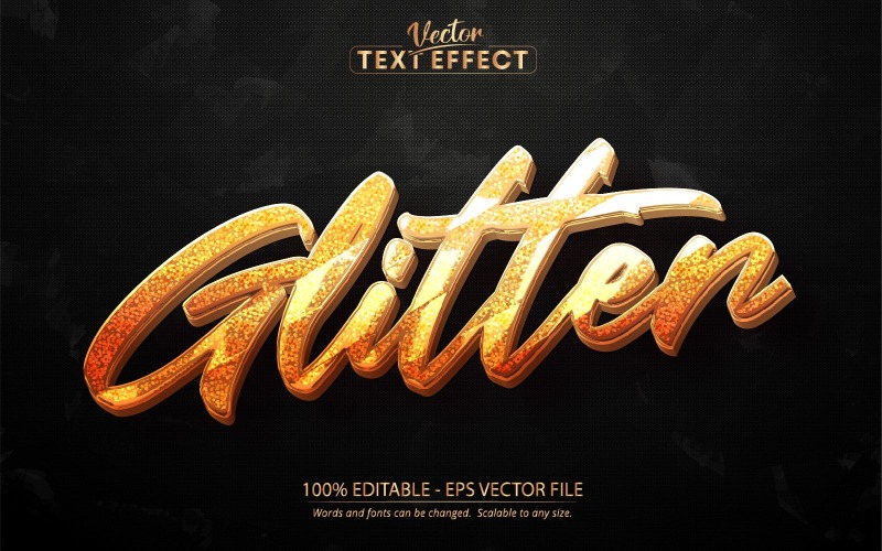 Glitter - Effetto testo modificabile, stile testo oro metallizzato, illustrazione grafica