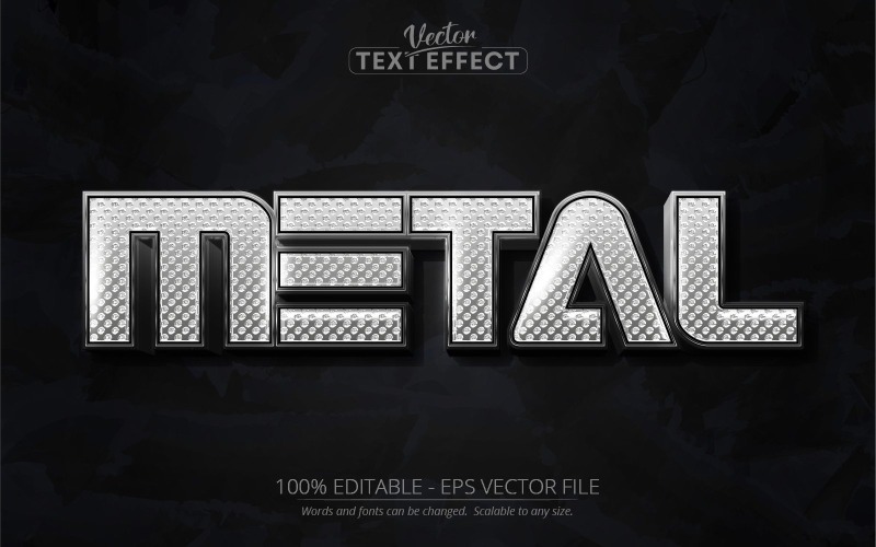 Metall - Bearbeitbarer Texteffekt, metallischer und silberner Textstil, Grafikillustration