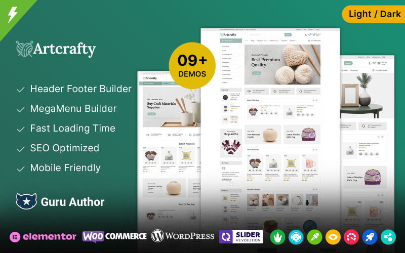 Artcrafty - konstgalleri och hantverk Handgjorda och heminredning WooCommerce-tema