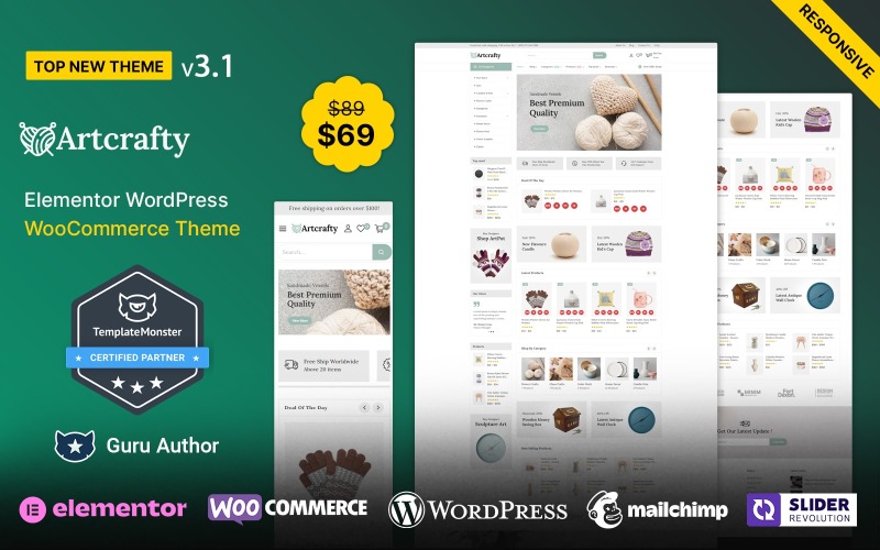 Artcrafty - 艺术画廊和家居装饰 WooCommerce 主题