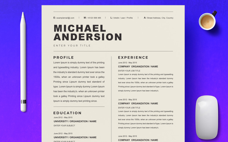 Micheal / Clean CV-sjabloon
