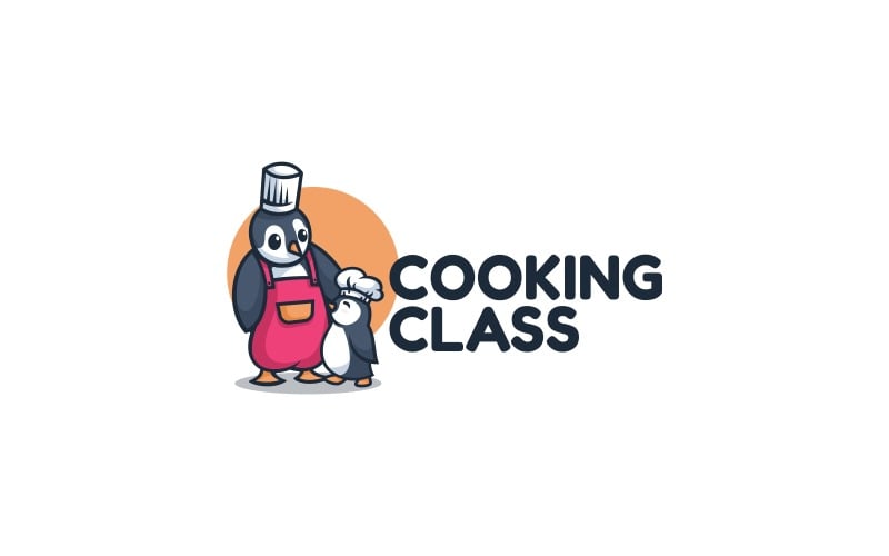 Cooking Class Penguin Cartoon Logo