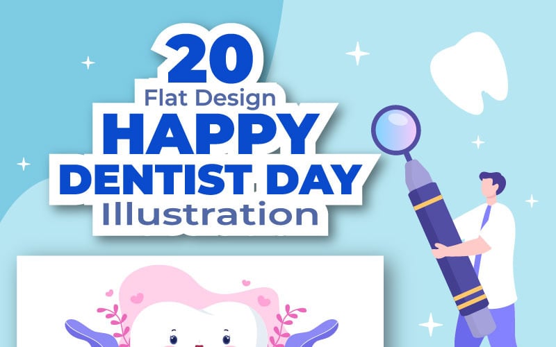 20 Dünya Diş Hekimi Günü Karikatür Arka Plan Çizimi