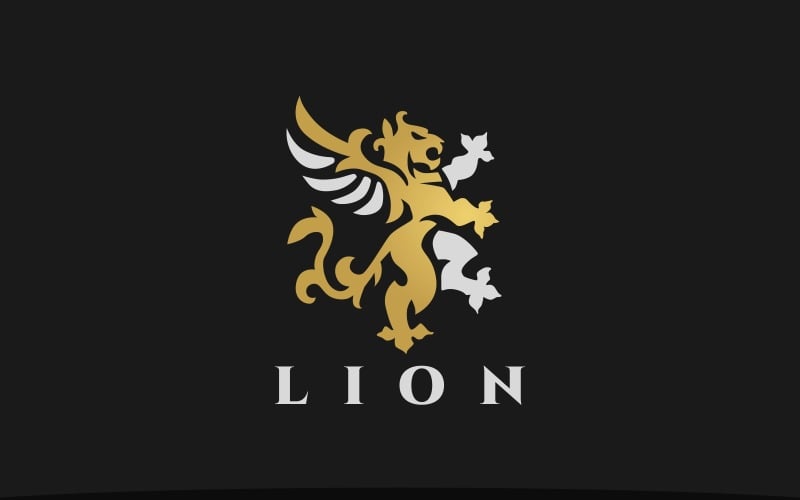 Lion Heraldry Winged Lion Logo #227478 - TemplateMonster