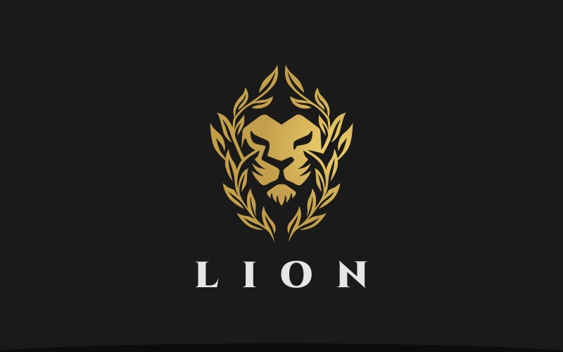 Modello di logo della natura testa di leone