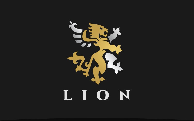 Plantilla de logotipo de heráldica de león de lujo