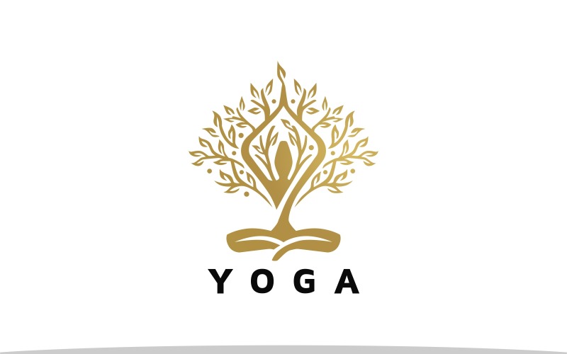 Шаблон логотипу Дерево йоги Дзен