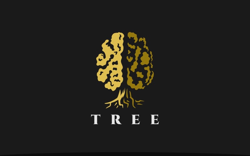 Szablon logo mózgu drzewa mózgu