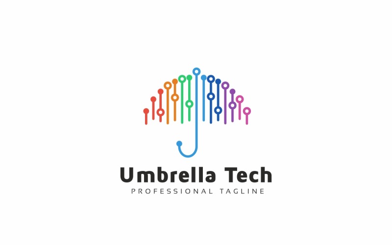 Umbrella Tech Colorful Logo Template