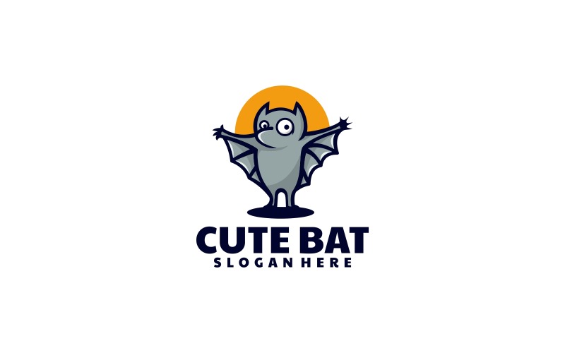 Logotipo de mascote simples de morcego fofo