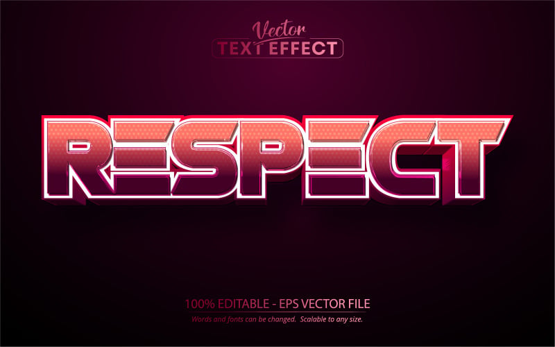 Respeito - Efeito de texto editável, estilo de texto esportivo rosa, ilustração gráfica