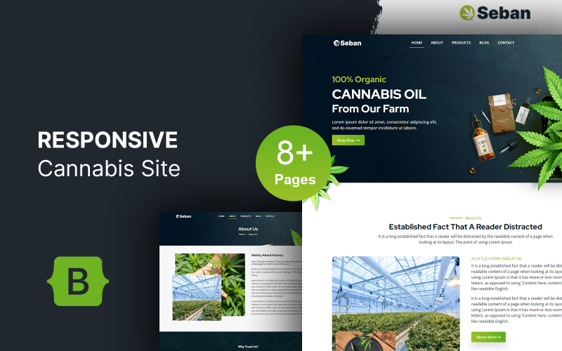 Seban - Каннабис и медицинская марихуана, магазин масел CBD HTML5 Шаблон веб-сайта