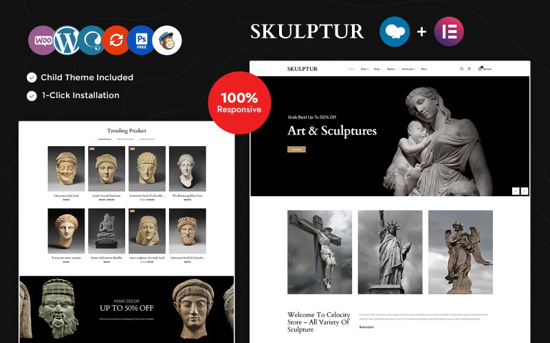 Skulptur – obchod s uměním a sochami WooCommerce Elementor Responsive Theme