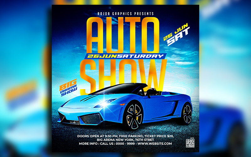 Autoshow-Flyer und Social-Media-Beitragsvorlage