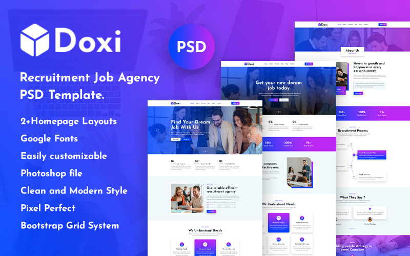 Doxi - 招聘工作机构 PSD 模板。