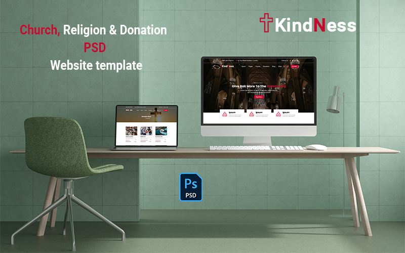 Gentilezza - Modello di sito Web PSD di Chiesa, religione e donazione
