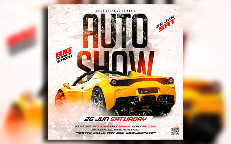 Nuovo modello di progettazione di post sui social media di Car Show