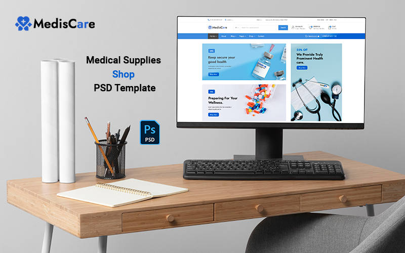 Šablona PSD Mediscare – obchod se zdravotnickým materiálem