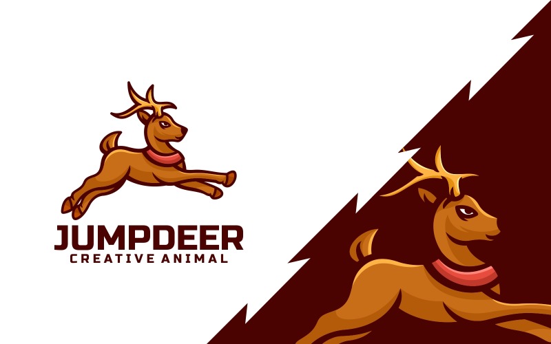 Logotipo de la mascota simple de Jump Deer