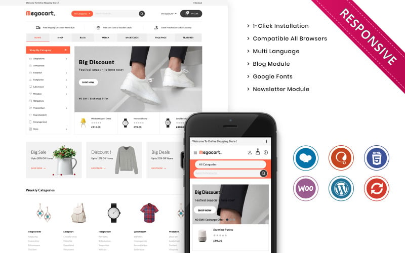 Megacart - Il negozio reattivo Woocommerce multiuso