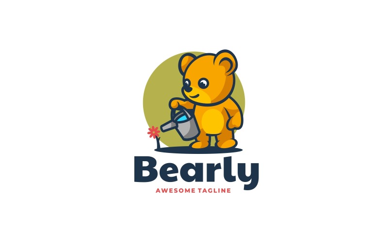 Teddybeer Cartoon Logo-stijl