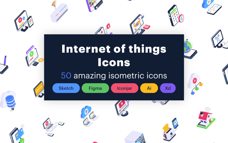 A tárgyak internete izometrikus ikonok