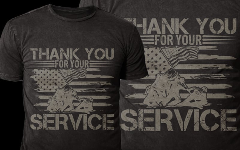 4 de julho design de camiseta Obrigado pelo seu serviço