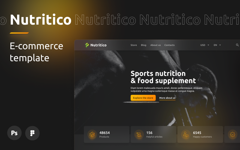 Nutritico - Modèle de conception de magasin de nutrition sportive et de suppléments pour WooCommerce