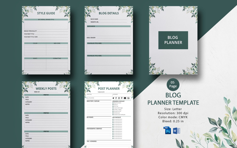 Planner di post sul blog stampabile