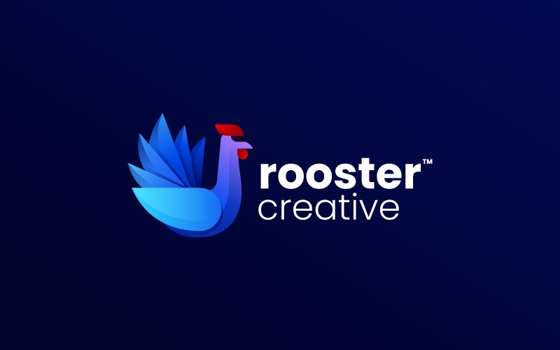 Modèle de logo dégradé de coq vectoriel