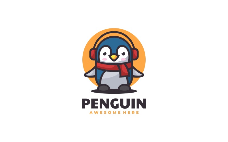 Szablon Logo Prosty Maskotka Pingwin