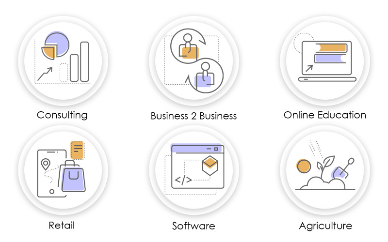 Conjunto de iconos modernos para el sitio web de empresas de conglomerados - Colorido