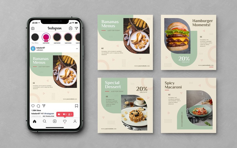 Food Social Media Baner Post na Instagram