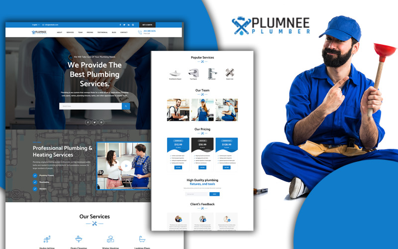 Thème WordPress de la page de destination des services de plomberie Tomaar-Plumnee