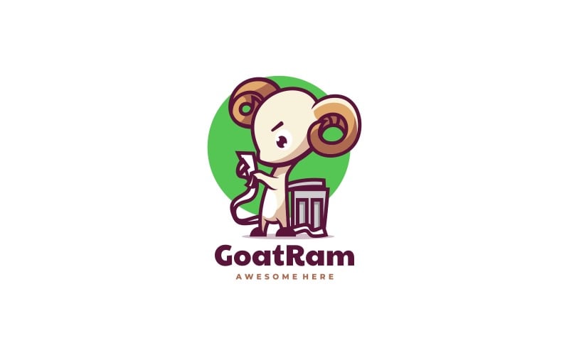 chèvre, bélier, mascotte, dessin animé, logo