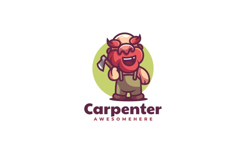 Logotipo de dibujos animados de la mascota del carpintero