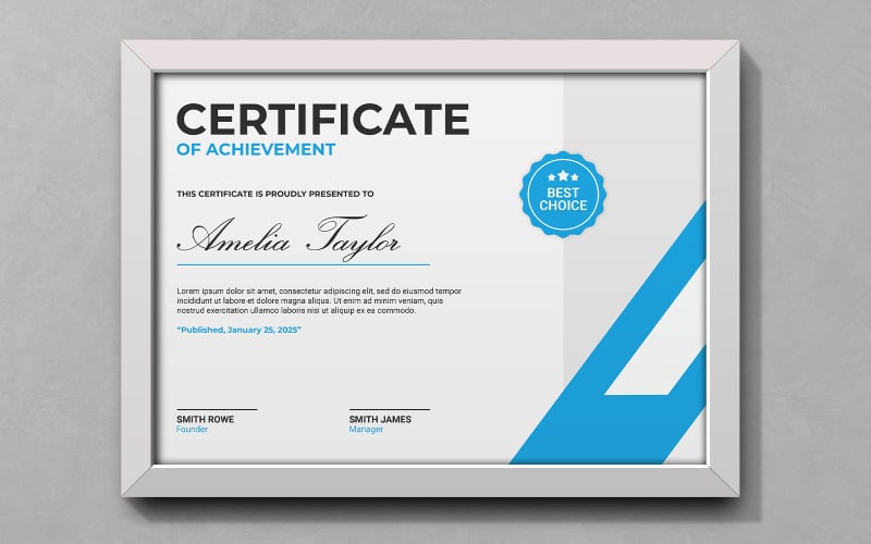 Creative Blue Color Certificate Templates - TemplateMonster
