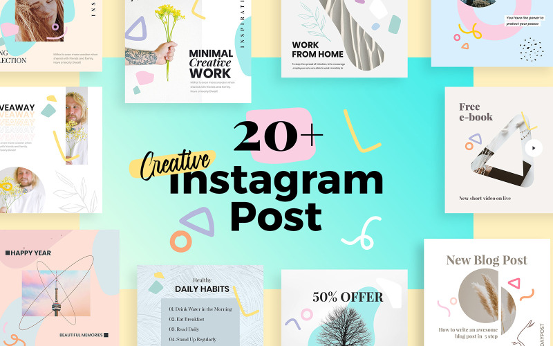 Creative Instagram Post Pack Templates - TemplateMonster