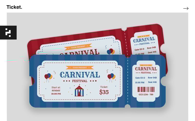 Kreative Karnevals-Ticket-Vorlage