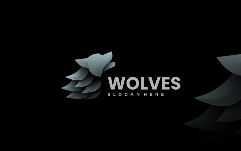 Logotipo gradiente de lobo uivando