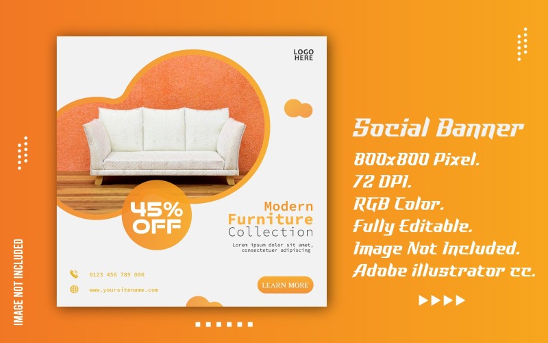 Banner di annunci post promozionali sui social media