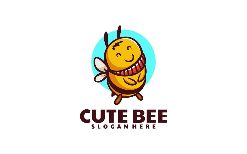 Cute Bee Simple Mascot Logo Style