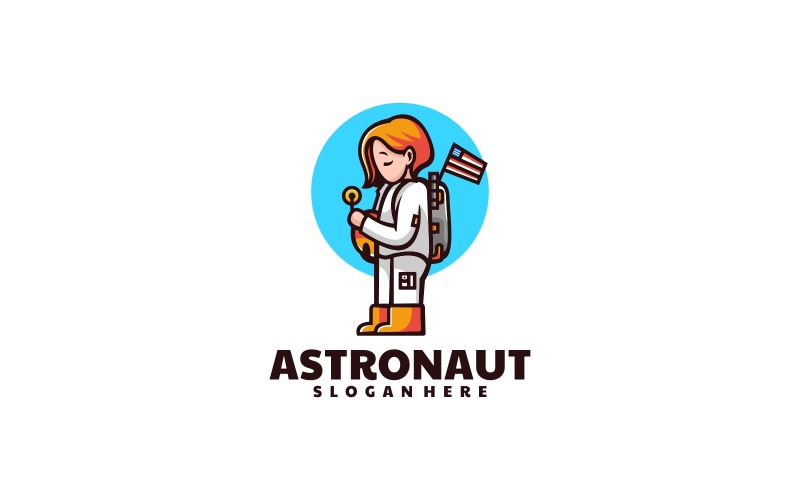 Estilo de logotipo de dibujos animados de astronauta