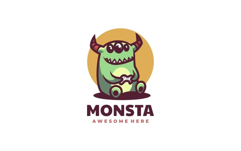 Logo della mascotte semplice del mostro