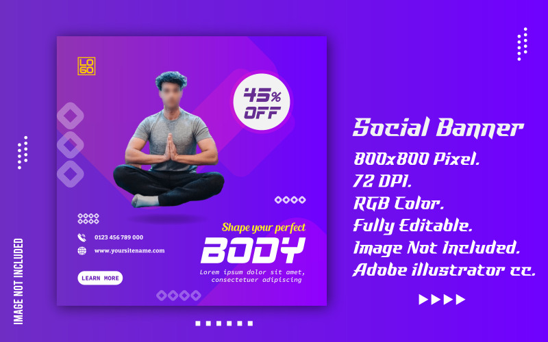 Social Media Post Template Bearbeitbares minimales quadratisches Banner