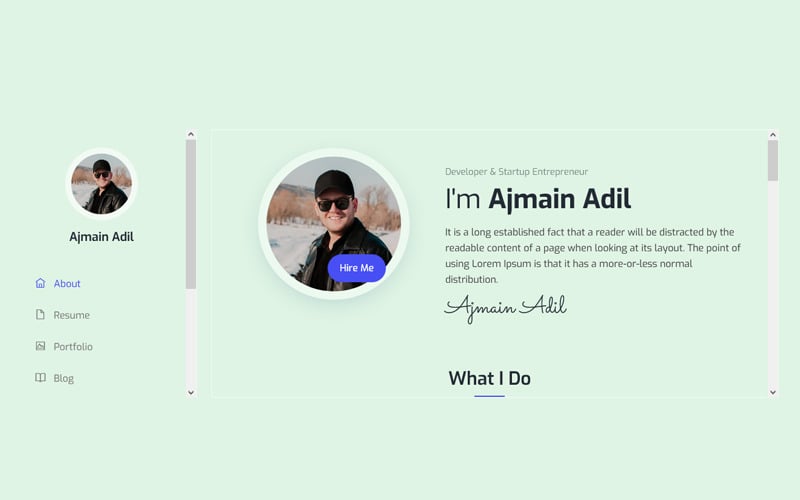Adil - 个人投资组合和简历/简历登陆页面模板